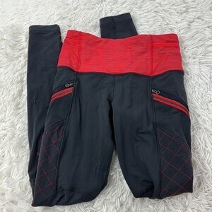 Lululemon Run: Toasty Tech Tight Deep Coal / Wee Are From Space Love Red Coal